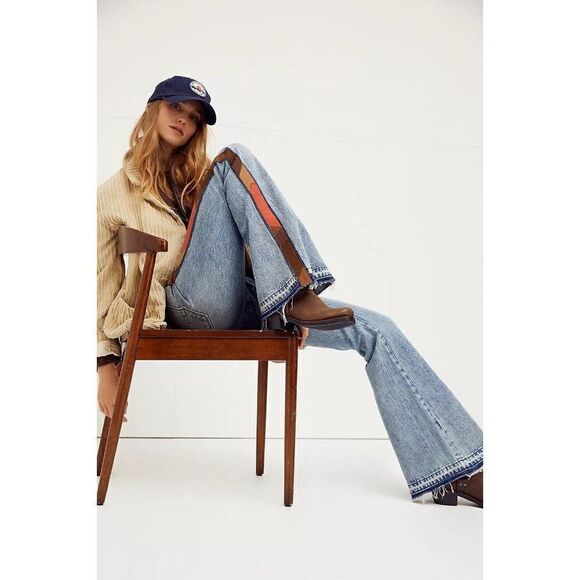 NWT FREE PEOPLE X DRIFTWOOD Sz 31 AUTHENTIC FARRAH FLARE JEANS